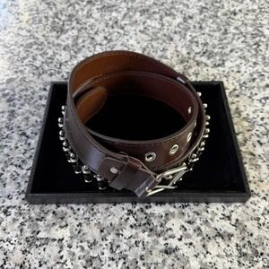 Silver Chrome Steel Brown Y2k Cyber Grunge Bullet Belt Brand New